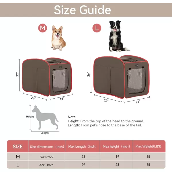 Petsfit Pop Up Collapsible Dog Crate for Small Medium Dogs Waterproof Cat Cage Soft Dog Kennel Carrier for TravelingBrown