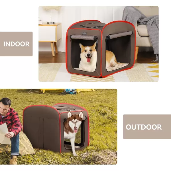 Petsfit Pop Up Collapsible Dog Crate for Small Medium Dogs Waterproof Cat Cage Soft Dog Kennel Carrier for TravelingBrown