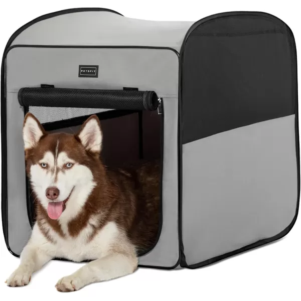 Petsfit Pop Up Collapsible Dog Crate for Small Medium Dogs Waterproof Cat Cage Soft Dog Kennel Carrier for TravelingGrey