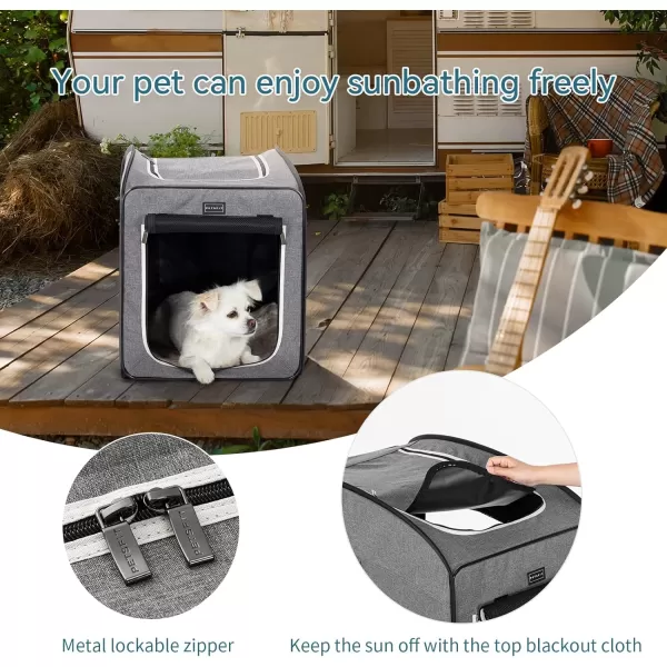 Petsfit Pop Up Collapsible Dog Crate for Small Medium Dogs Waterproof Cat Cage Soft Dog Kennel Carrier for TravelingLight Grey