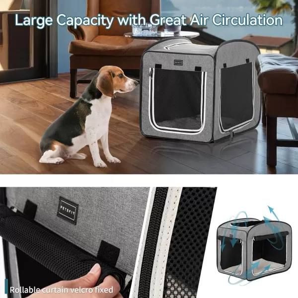 Petsfit Pop Up Collapsible Dog Crate for Small Medium Dogs Waterproof Cat Cage Soft Dog Kennel Carrier for TravelingLight Grey