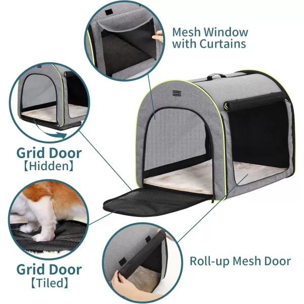 Petsfit Soft Dog Crate for Small Dogs Arch Design Escape Proof Collapsibleampamp Portable Soft Sided Dog Kennel with Handle195 Inch Pet CarrierKhakiGreyGreen