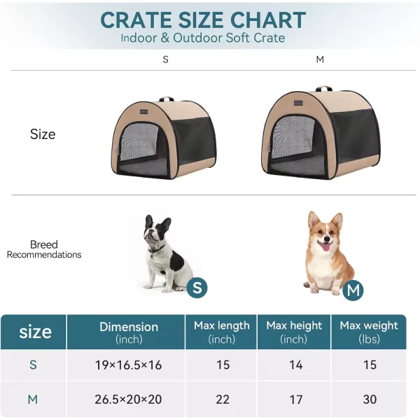 Petsfit Soft Dog Crate for Small Dogs Arch Design Escape Proof Collapsibleampamp Portable Soft Sided Dog Kennel with Handle195 Inch Pet CarrierKhakiKhaki