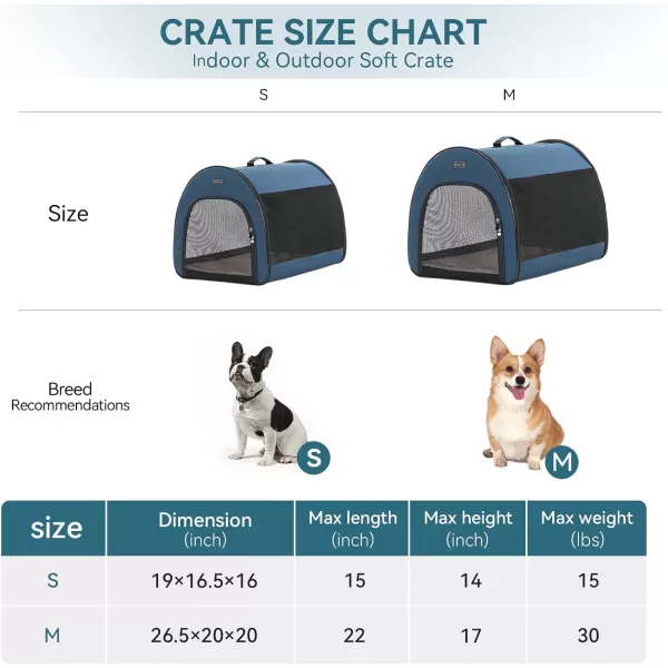 Petsfit Soft Dog Crate for Small Dogs Arch Design Escape Proof Collapsibleampamp Portable Soft Sided Dog Kennel with Handle195 Inch Pet CarrierKhakiNavy Blue