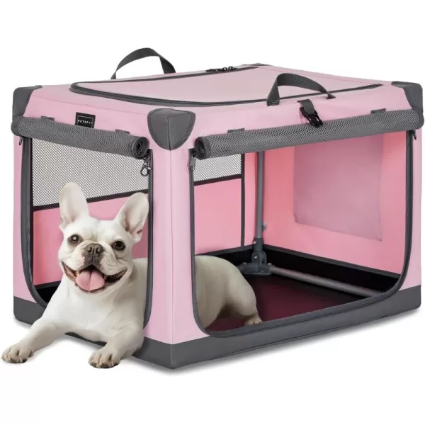 Petsfit Dog Crates for Medium Dogs 36quot L x 24quot W x 23quot H Adjustable Fabric Cover by Spiral Iron Pipe Strengthen Sewing Fabric Dog Crate 3 Door Design 36inchPink