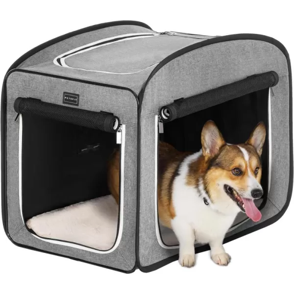 Petsfit Pop Up Collapsible Dog Crate for Small Medium Dogs Waterproof Cat Cage Soft Dog Kennel Carrier for TravelingLight Grey