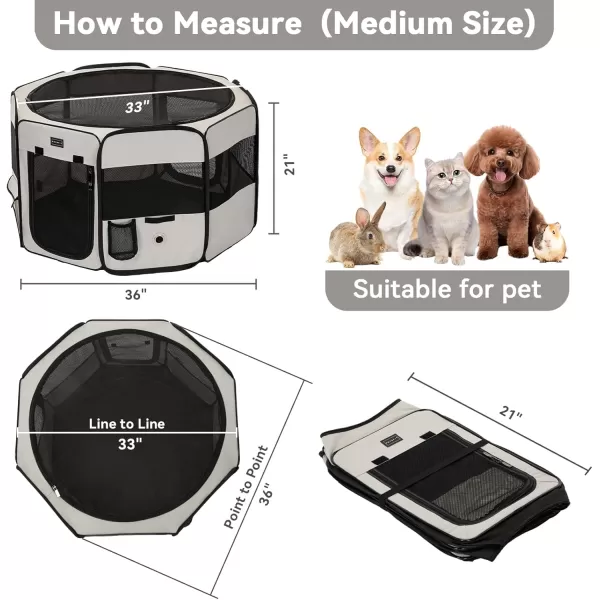 imagePETSFIT Dog Playpen 455quot Sturdy Pop Up Dog Kennel Foldable Dog Pen Indoor Outdoor Puppy Playpen for Medium Dogs Cats with Traveling Bag Zipper Sealed Removable Mesh Top Leakproof Bottom Mat Black LBeige