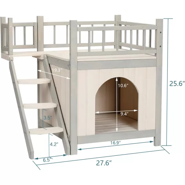 imagePetsfit Cat Houses for Indoor Cats Indoor Dog House Wood Two Story Design with Dog Steps