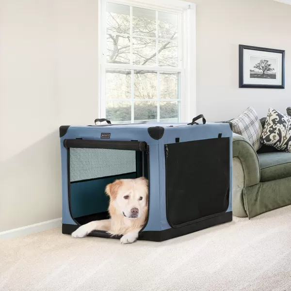 imagePetsfit Dog Crates for Medium Dogs 36quot L x 24quot W x 23quot H Adjustable Fabric Cover by Spiral Iron Pipe Strengthen Sewing Fabric Dog Crate 3 Door Design 36inchBlue