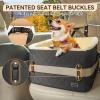 imagePETSFIT Dog Car Seats for Small Dogs Soft Foam Dog Booster Seat with Patented Safety Buckles Storage Pockets and Detachable ClipOn Safety Leash Dog Car Seat for Medium Dogs 30 LBS BlackBlack