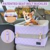 imagePETSFIT Dog Car Seats for Small Dogs Soft Foam Dog Booster Seat with Patented Safety Buckles Storage Pockets and Detachable ClipOn Safety Leash Dog Car Seat for Medium Dogs 30 LBS BlackPurple