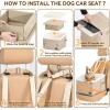 imagePETSFIT Dog Car Seats for Small Dogs Soft Foam Dog Booster Seat with Patented Safety Buckles Storage Pockets and Detachable ClipOn Safety Leash Dog Car Seat for Medium Dogs 30 LBS BlackKhaki