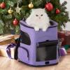 imagePETSFIT Dog Carrier Backpack with Upgraded Waist Protection Design Cat Backpacks for Carrying CatsDogsPuppies Up to 22 Pounds Designed for Hiking Camping Traveling GreyPurple