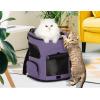 imagePETSFIT Dog Carrier Backpack with Upgraded Waist Protection Design Cat Backpacks for Carrying CatsDogsPuppies Up to 22 Pounds Designed for Hiking Camping Traveling GreyPurple