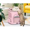 imagePETSFIT Dog Carrier Backpack with Upgraded Waist Protection Design Cat Backpacks for Carrying CatsDogsPuppies Up to 22 Pounds Designed for Hiking Camping Traveling GreyPink