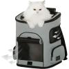 imagePETSFIT Dog Carrier Backpack with Upgraded Waist Protection Design Cat Backpacks for Carrying CatsDogsPuppies Up to 22 Pounds Designed for Hiking Camping Traveling GreyGrey