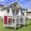 imagePetsfit Rabbit Hutch Indoor Guinea Pig Cages Bunny Cage with Pull Out Tray Bunny Guinea Pig Cage Hutch OutdoorredGrey