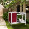 imagePetsfit Rabbit Hutch Indoor Guinea Pig Cages Bunny Cage with Pull Out Tray Bunny Guinea Pig Cage Hutch OutdoorredWine Red