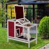 imagePetsfit Rabbit Hutch Indoor Guinea Pig Cages Bunny Cage with Pull Out Tray Bunny Guinea Pig Cage Hutch OutdoorredWine Red