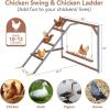 imagePETSFIT Chicken Perch for CoopSolid Wood and Rustproof Iron Roosting Bar with Swing  Ideal for Backyard Poultry Chicken Coops and FarmsEasy to Assemble and CleanBrown