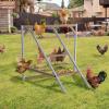 imagePETSFIT Chicken Perch for CoopSolid Wood and Rustproof Iron Roosting Bar with Swing  Ideal for Backyard Poultry Chicken Coops and FarmsEasy to Assemble and CleanBrown