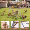 imagePETSFIT Chicken Perch for CoopSolid Wood and Rustproof Iron Roosting Bar with Swing  Ideal for Backyard Poultry Chicken Coops and FarmsEasy to Assemble and CleanBrown