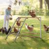 imagePETSFIT Chicken Perch for CoopSolid Wood and Rustproof Iron Roosting Bar with Swing  Ideal for Backyard Poultry Chicken Coops and FarmsEasy to Assemble and CleanBrown
