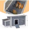 imagePETSFIT Outdoor Wooden Chicken Coop MultiLevel Hen House Poultry Cage wRamps Run Nesting Box Wire Fence 4 Access Areas Removable Bottom for Easy CleaningGrey55L x 265W x 28H