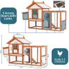 imagePETSFIT Outdoor Wooden Chicken Coop MultiLevel Hen House Poultry Cage wRamps Run Nesting Box Wire Fence 4 Access Areas Removable Bottom for Easy CleaningBrown716L x 312W x 462H