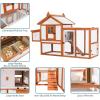 imagePETSFIT Outdoor Wooden Chicken Coop MultiLevel Hen House Poultry Cage wRamps Run Nesting Box Wire Fence 4 Access Areas Removable Bottom for Easy CleaningBrown716L x 312W x 462H