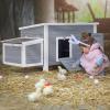 imagePETSFIT Outdoor Wooden Chicken Coop MultiLevel Hen House Poultry Cage wRamps Run Nesting Box Wire Fence 4 Access Areas Removable Bottom for Easy CleaningGrey55L x 265W x 28H