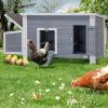 imagePETSFIT Outdoor Wooden Chicken Coop MultiLevel Hen House Poultry Cage wRamps Run Nesting Box Wire Fence 4 Access Areas Removable Bottom for Easy CleaningGrey55L x 265W x 28H