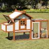 imagePETSFIT Outdoor Wooden Chicken Coop MultiLevel Hen House Poultry Cage wRamps Run Nesting Box Wire Fence 4 Access Areas Removable Bottom for Easy CleaningBrown716L x 312W x 462H