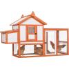 imagePETSFIT Outdoor Wooden Chicken Coop MultiLevel Hen House Poultry Cage wRamps Run Nesting Box Wire Fence 4 Access Areas Removable Bottom for Easy CleaningBrown716L x 312W x 462H