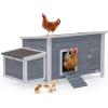 imagePETSFIT Outdoor Wooden Chicken Coop MultiLevel Hen House Poultry Cage wRamps Run Nesting Box Wire Fence 4 Access Areas Removable Bottom for Easy CleaningGrey55L x 265W x 28H