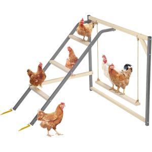 imagePETSFIT Chicken Perch for CoopSolid Wood and Rustproof Iron Roosting Bar with Swing  Ideal for Backyard Poultry Chicken Coops and FarmsEasy to Assemble and CleanSolid