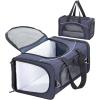 imagePetsfit Airline Approved Pet Carrier for Small Cats 165x86x11 TSA Approved Carrier with Removable DualSided Padding 2Way Placement  Fits Under Most Airplane Seats Escape Proof GrayNavywith lockable zippers