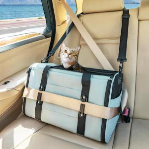 imagePETSFIT SoftSided Cat Carriers ampamp Car Seats with Patent Safe Buckles ClipOn Harness18quotx11quotx11quot Airline Approved Pet Carrier  9 lbs Capacity Cyan BlueACyan blue