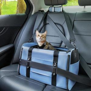 imagePETSFIT SoftSided Cat Carriers ampamp Car Seats with Patent Safe Buckles ClipOn Harness18quotx11quotx11quot Airline Approved Pet Carrier  9 lbs Capacity Cyan BlueABlue