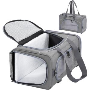 imagePetsfit Airline Approved Pet Carrier for Small Cats 165x86x11 TSA Approved Carrier with Removable DualSided Padding 2Way Placement  Fits Under Most Airplane Seats Escape Proof GrayGraywith lockable zippers