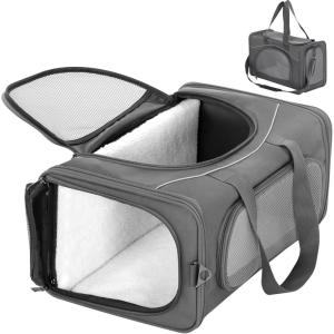 imagePetsfit Airline Approved Pet Carrier for Small Cats 165x86x11 TSA Approved Carrier with Removable DualSided Padding 2Way Placement  Fits Under Most Airplane Seats Escape Proof GrayGrey