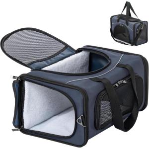 imagePetsfit Airline Approved Pet Carrier for Small Cats 165x86x11 TSA Approved Carrier with Removable DualSided Padding 2Way Placement  Fits Under Most Airplane Seats Escape Proof GrayNavy