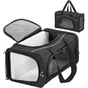 imagePetsfit Airline Approved Pet Carrier for Small Cats 165x86x11 TSA Approved Carrier with Removable DualSided Padding 2Way Placement  Fits Under Most Airplane Seats Escape Proof GrayBlackwith lockable zippers