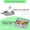imagePETSFIT Portable Cat Litter Box  Removable 2Layer LeakProof Lining ScratchResistant Fabric with Sturdy Support Frame Travel ampamp Collapsible Cat Litter Box BlackGrey