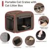 imagePETSFIT Portable Cat Litter Box  Removable 2Layer LeakProof Lining ScratchResistant Fabric with Sturdy Support Frame Travel ampamp Collapsible Cat Litter Box BlackArmy Green