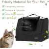 imagePETSFIT Portable Cat Litter Box  Removable 2Layer LeakProof Lining ScratchResistant Fabric with Sturdy Support Frame Travel ampamp Collapsible Cat Litter Box BlackBlackwith lid