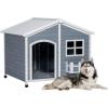 imagePetsfit Large Dog House Outdoor Wooden Shelter for Extra Large Breeds Up to 200lbs Weatherproof Roof Removable Bottom Panel ampamp Elevated Floor 47Inch Natural Brown47 Grey  Upgrade