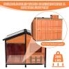 imagePetsfit Large Dog House Outdoor Wooden Shelter for Extra Large Breeds Up to 200lbs Weatherproof Roof Removable Bottom Panel ampamp Elevated Floor 47Inch Natural Brown47Brown Upgrade
