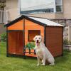 imagePetsfit Large Dog House Outdoor Wooden Shelter for Extra Large Breeds Up to 200lbs Weatherproof Roof Removable Bottom Panel ampamp Elevated Floor 47Inch Natural Brown47Brown Upgrade
