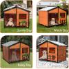 imagePetsfit Large Dog House Outdoor Wooden Shelter for Extra Large Breeds Up to 200lbs Weatherproof Roof Removable Bottom Panel ampamp Elevated Floor 47Inch Natural Brown47Brown Upgrade
